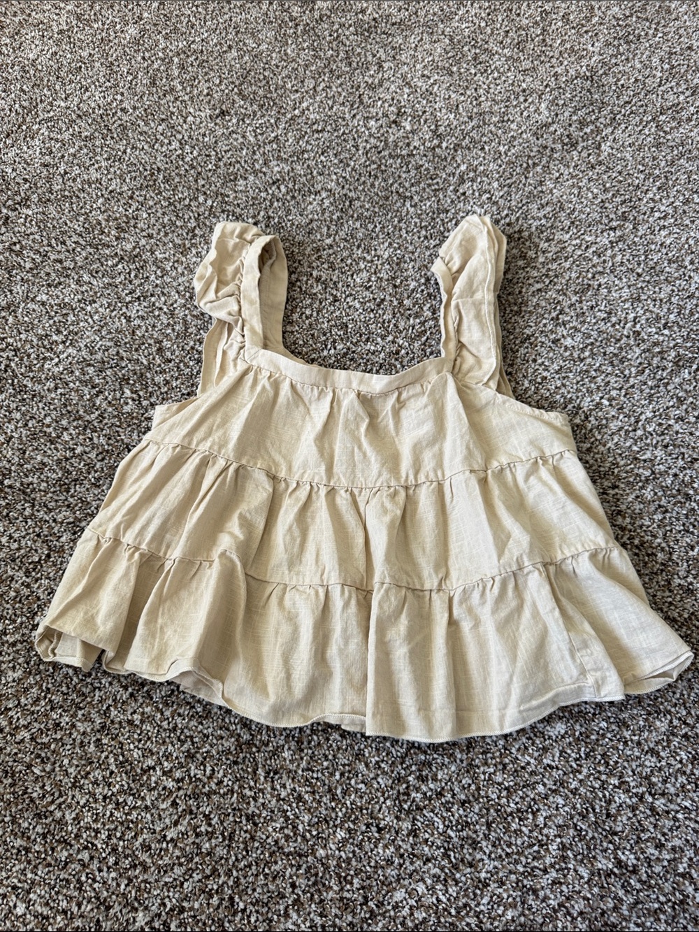 SHEIN Light Cream Ruffle-Trim Tank Top